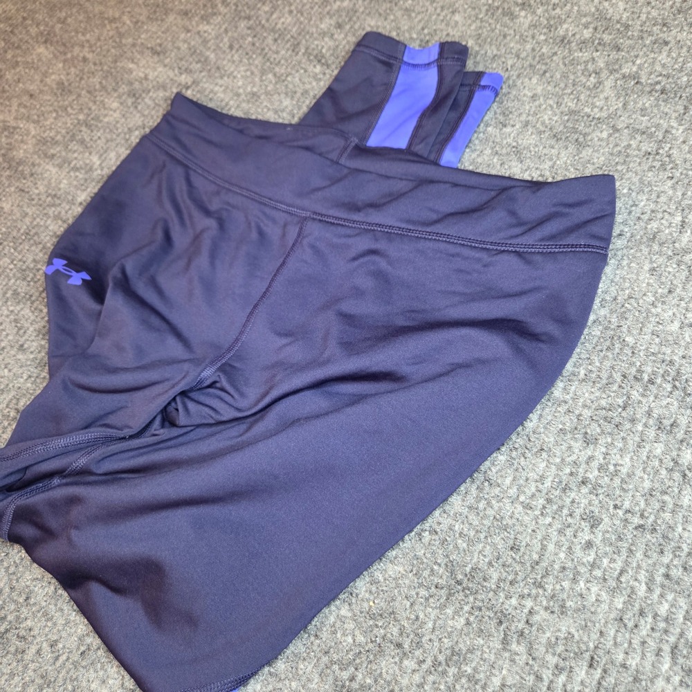 Under Armour Girls YXL Navy Blue Purple HeatGear Athletic Leggings Tights